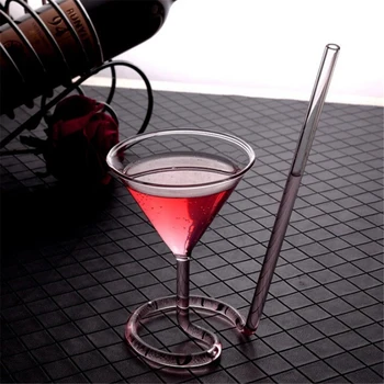 Criativo Parafuso Espiral De Palha Molecular Vidro De Cocktail Bar Festa Do Vinho De Vidro Transparente Martini Taça De Champanhe Copo De Vinho Charme