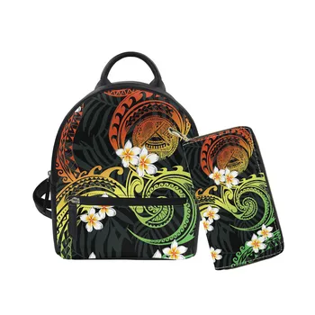 Hycool Samoan Designer Havaí Impressão de Flor Sacos de Couro Organizadores de Viagens de Cosméticos Mochila de Menina Casual Mochila de Mulheres 2022