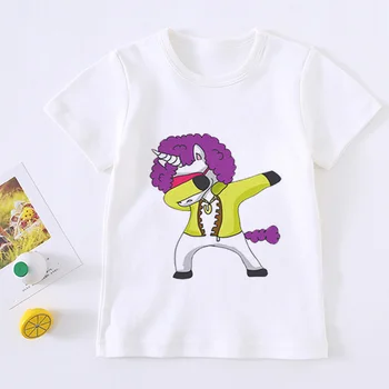 Moda Bonito Unicórnio Da Menina De Camisa De T De Crianças Arco-Íris Cavalo De Desenhos Animados Camisa De T De Crianças Harajuku Coreano De Design Em Torno Do Pescoço Do Bebê Menino T-Shirt