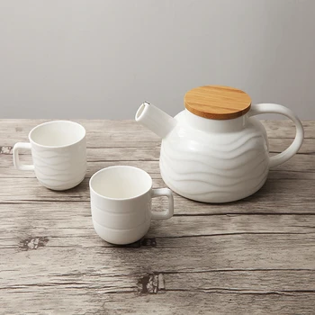 Simples De Cerâmica Branca Copa Do Bule De Chá Completo Conjunto De Chá Em Casa Criativo Perfumado Bule De Chá Da Tarde Copa