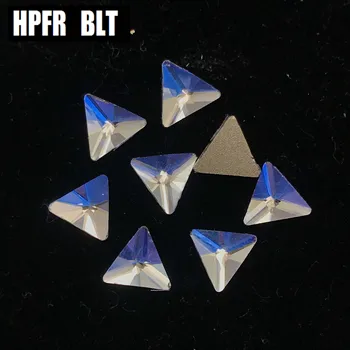 Triângulo 5mm Luar 50PCS Não Hot Fix Neon com Strass Strass de Vidro Para Nail Art 3D de Costura Strass Decorações